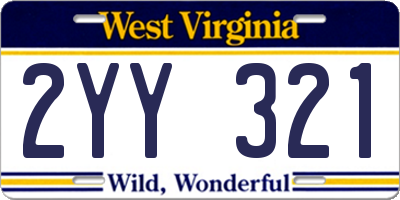 WV license plate 2YY321