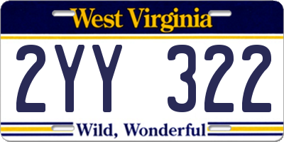 WV license plate 2YY322