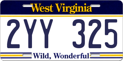 WV license plate 2YY325