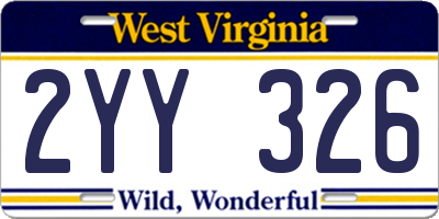 WV license plate 2YY326