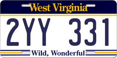 WV license plate 2YY331