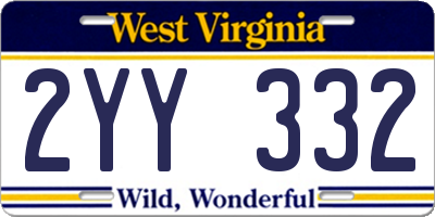 WV license plate 2YY332