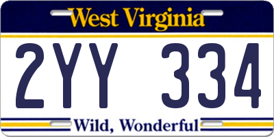 WV license plate 2YY334