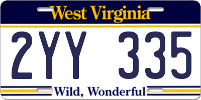WV license plate 2YY335