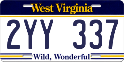 WV license plate 2YY337