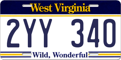 WV license plate 2YY340