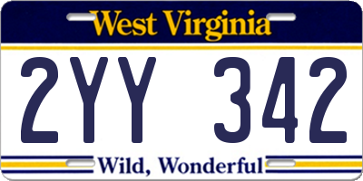 WV license plate 2YY342
