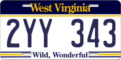 WV license plate 2YY343