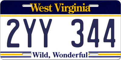 WV license plate 2YY344
