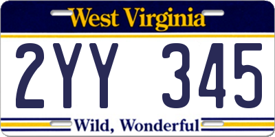 WV license plate 2YY345