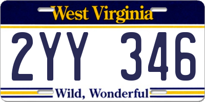 WV license plate 2YY346