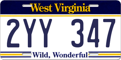 WV license plate 2YY347