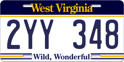 WV license plate 2YY348