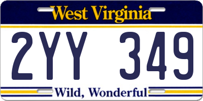 WV license plate 2YY349