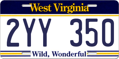 WV license plate 2YY350
