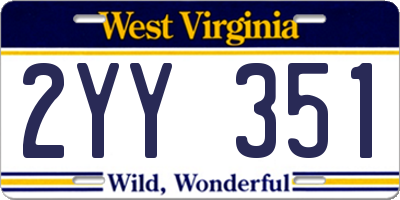 WV license plate 2YY351
