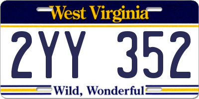 WV license plate 2YY352