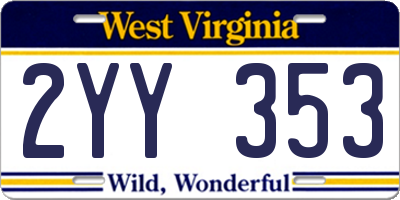 WV license plate 2YY353