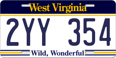 WV license plate 2YY354