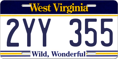 WV license plate 2YY355