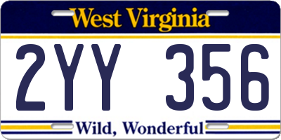 WV license plate 2YY356