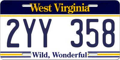 WV license plate 2YY358