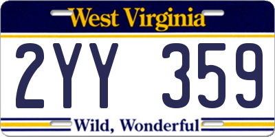 WV license plate 2YY359