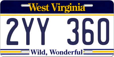 WV license plate 2YY360