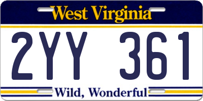 WV license plate 2YY361