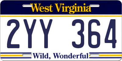 WV license plate 2YY364