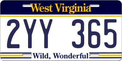 WV license plate 2YY365