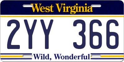 WV license plate 2YY366
