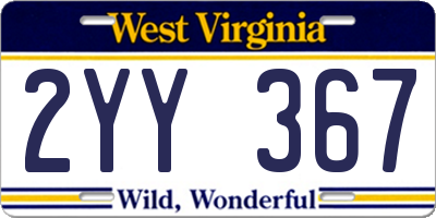 WV license plate 2YY367