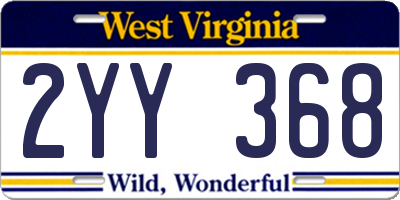 WV license plate 2YY368