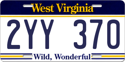 WV license plate 2YY370