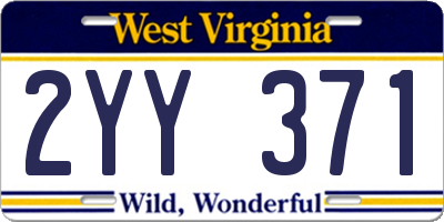 WV license plate 2YY371