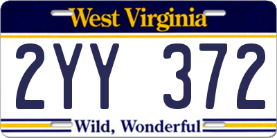 WV license plate 2YY372