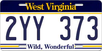 WV license plate 2YY373