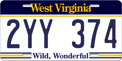 WV license plate 2YY374