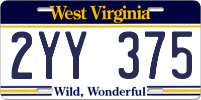 WV license plate 2YY375