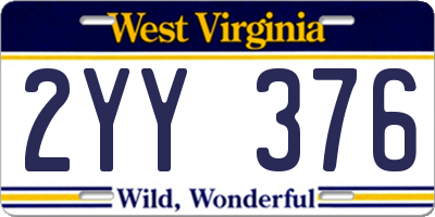 WV license plate 2YY376