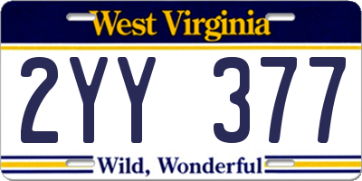 WV license plate 2YY377