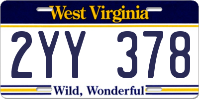 WV license plate 2YY378