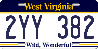 WV license plate 2YY382