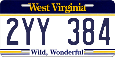 WV license plate 2YY384