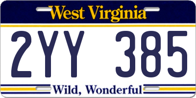WV license plate 2YY385