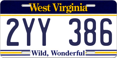 WV license plate 2YY386
