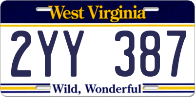WV license plate 2YY387