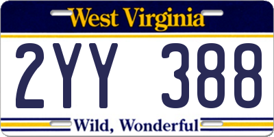 WV license plate 2YY388