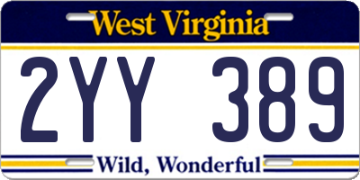 WV license plate 2YY389